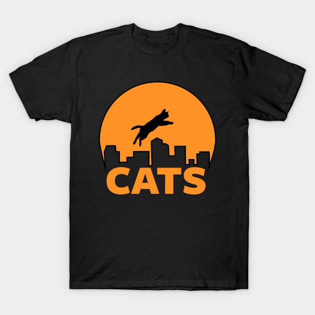 CAT JUMPING IN THE CITY T-Shirt by beanbeardy